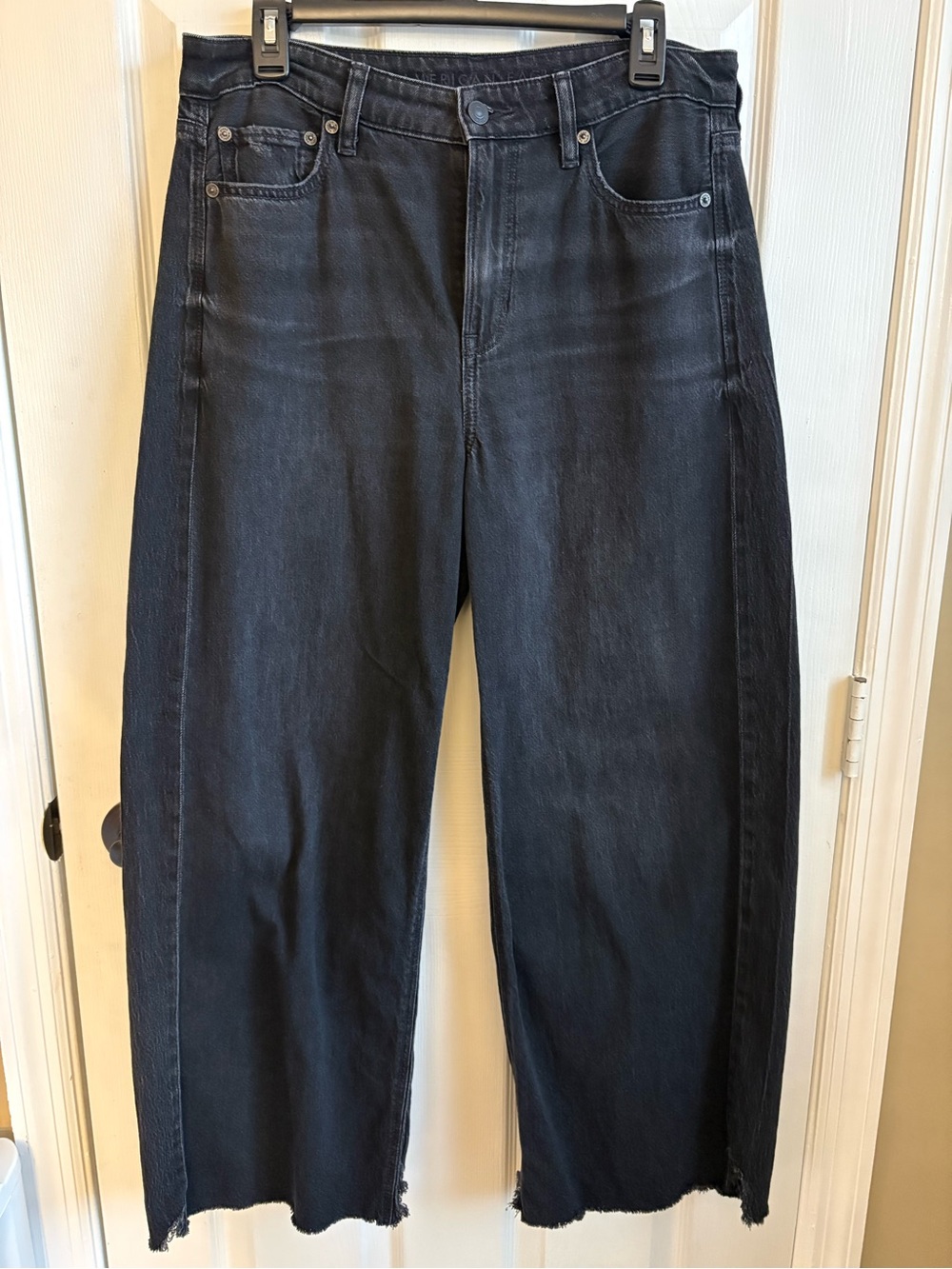 American Eagle Outfitters Dark Navy Cropped Wide-Leg Jeans
